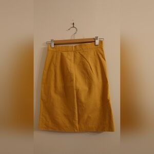 Vintage Linen Mustard Yellow Le Chateau Skirt, Made in Canada